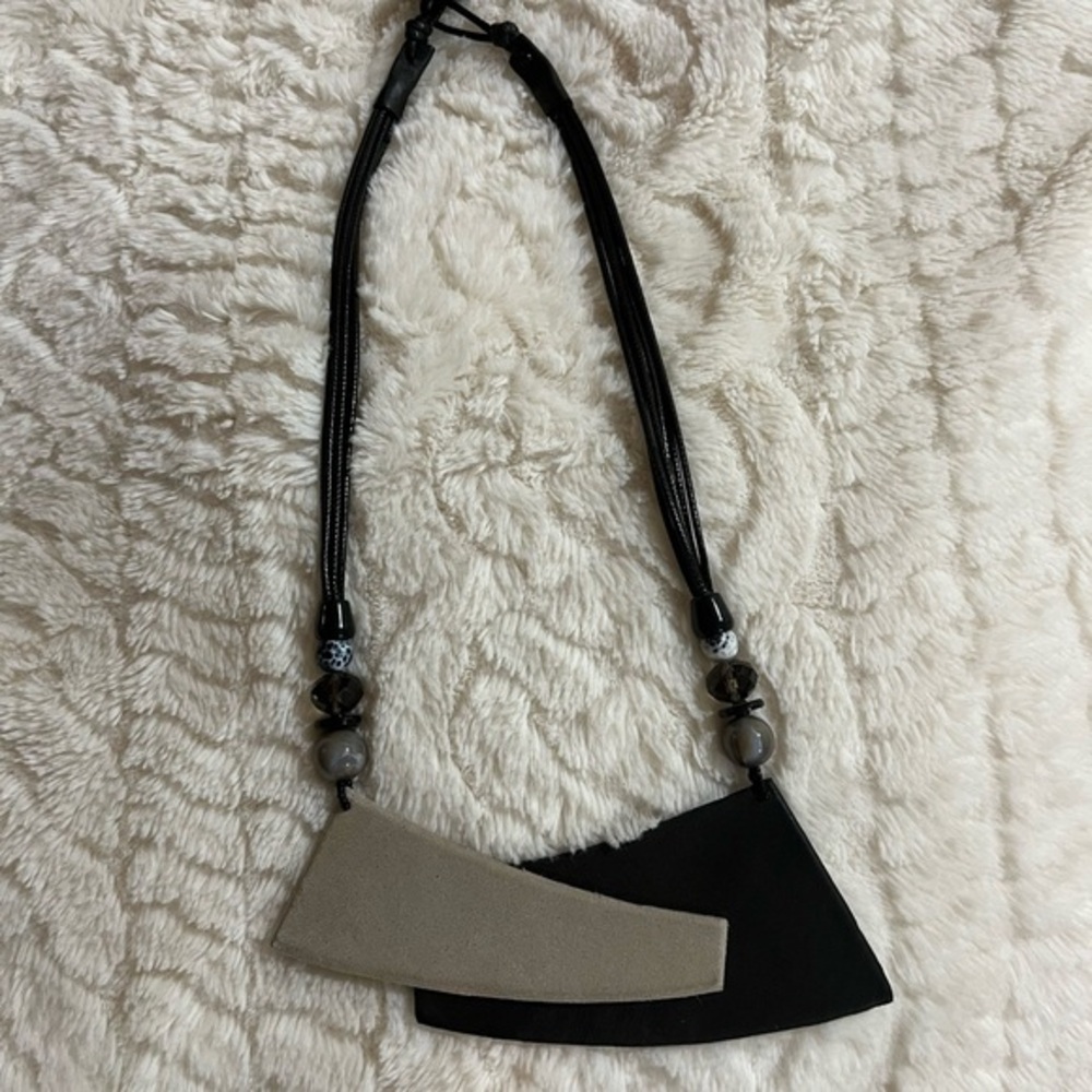 Black and Tan Geometric Necklace